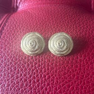 Vintage goldtone huge round pierced earrings